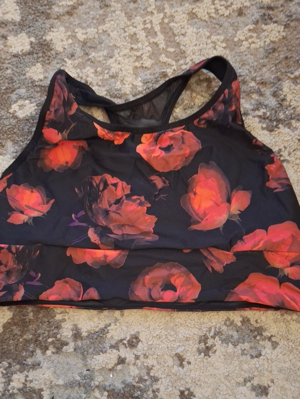 Victoria's Secret Black Sports Bra with Red Floral Print